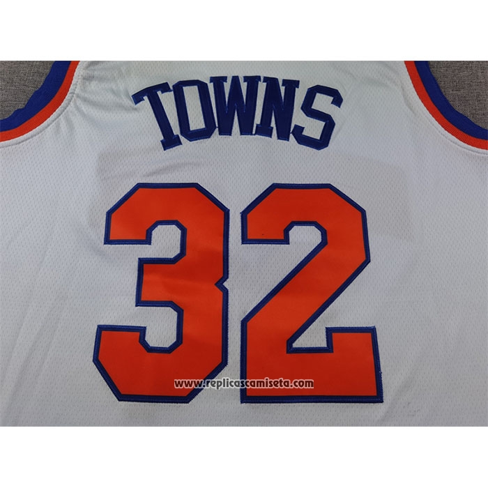 Camiseta New York Knicks Karl-Anthony Towns #32 Association 2024-25 Blanco